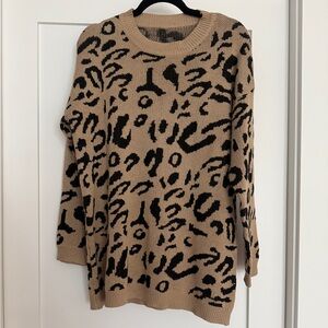 Leopard Print Oversized Women's Sweater